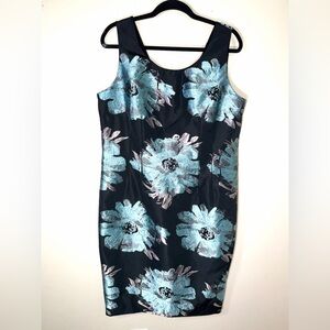 Carlisle Black and Blue Floral Midi Dress